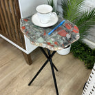 Natural Bloodstone Jasper Side Table on Black Metal Base, 24.6" Tall #1342BS-002 - Brazil GemsBrazil GemsNatural Bloodstone Jasper Side Table on Black Metal Base, 24.6" Tall #1342BS-002Tables: Side1342BS-002