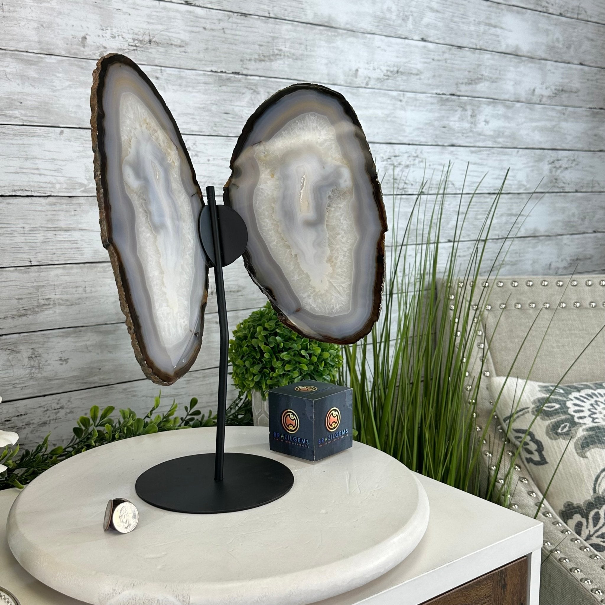 Natural Brazilian Agate "Butterfly Wings", 15.4" Tall #5050NA-100 - Brazil GemsBrazil GemsNatural Brazilian Agate "Butterfly Wings", 15.4" Tall #5050NA-100Agate Butterfly Wings5050NA-100