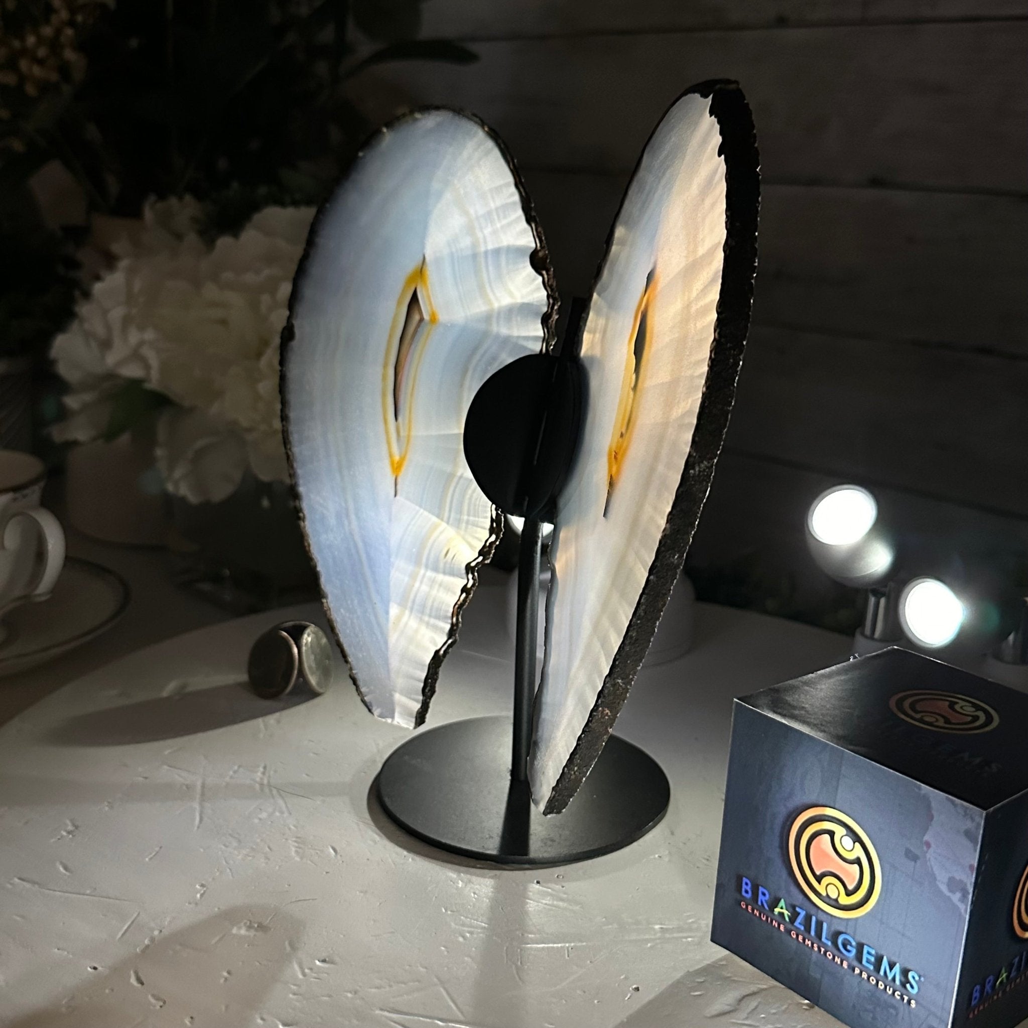 Natural Brazilian Agate "Butterfly Wings", 8.4" Tall #5050NA-143 - Brazil GemsBrazil GemsNatural Brazilian Agate "Butterfly Wings", 8.4" Tall #5050NA-143Agate Butterfly Wings5050NA-143