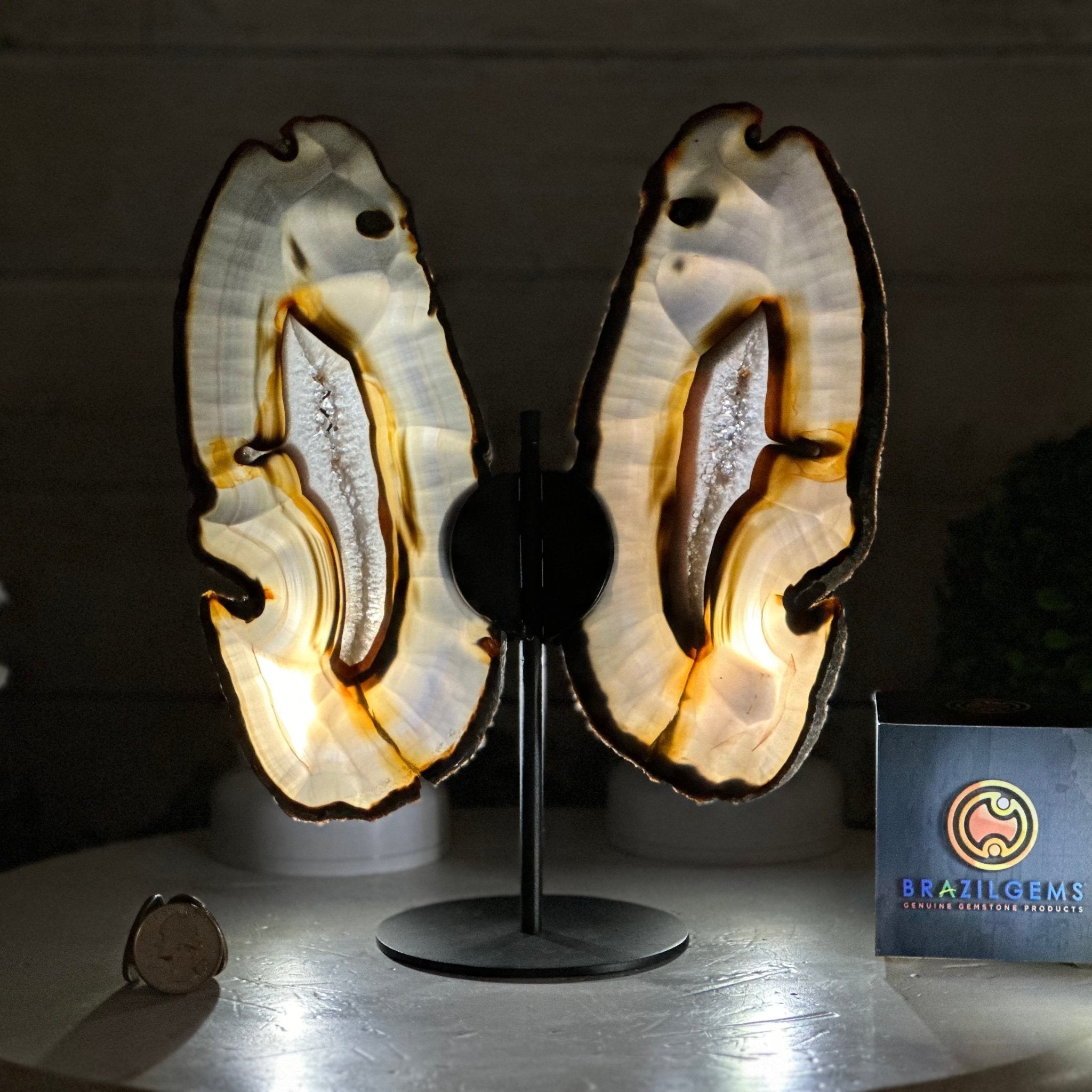 Natural Brazilian Agate "Butterfly Wings", 9.2" Tall #5050NA-151 - Brazil GemsBrazil GemsNatural Brazilian Agate "Butterfly Wings", 9.2" Tall #5050NA-151Agate Butterfly Wings5050NA-151