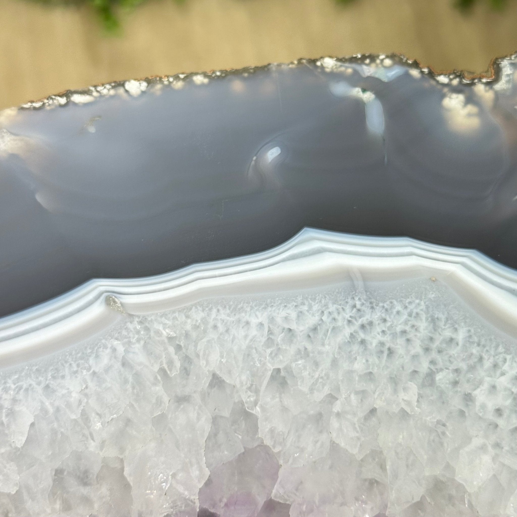 Natural Brazilian Agate Side Table on a black metal base, 21.4" Tall 1305 - 0179 - Brazil GemsBrazil GemsNatural Brazilian Agate Side Table on a black metal base, 21.4" Tall 1305 - 0179Tables: Side1305 - 0179