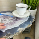 Natural Brazilian Agate Side Table on a black metal base, 21.4" Tall 1305 - 0179 - Brazil GemsBrazil GemsNatural Brazilian Agate Side Table on a black metal base, 21.4" Tall 1305 - 0179Tables: Side1305 - 0179