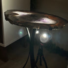 Natural Brazilian Agate Side Table on a black metal base, 21.4" Tall 1305 - 0179 - Brazil GemsBrazil GemsNatural Brazilian Agate Side Table on a black metal base, 21.4" Tall 1305 - 0179Tables: Side1305 - 0179