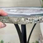 Natural Brazilian Agate Side Table on a black metal base, 21.4" Tall 1305 - 0179 - Brazil GemsBrazil GemsNatural Brazilian Agate Side Table on a black metal base, 21.4" Tall 1305 - 0179Tables: Side1305 - 0179