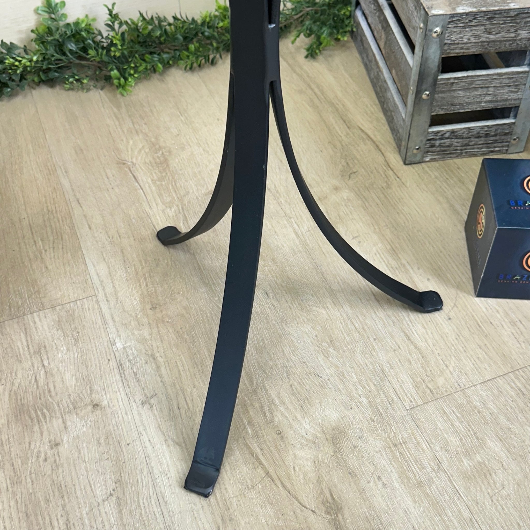 Natural Brazilian Agate Side Table on a black metal base, 21.7" Tall 1305 - 0178 - Brazil GemsBrazil GemsNatural Brazilian Agate Side Table on a black metal base, 21.7" Tall 1305 - 0178Tables: Side1305 - 0178