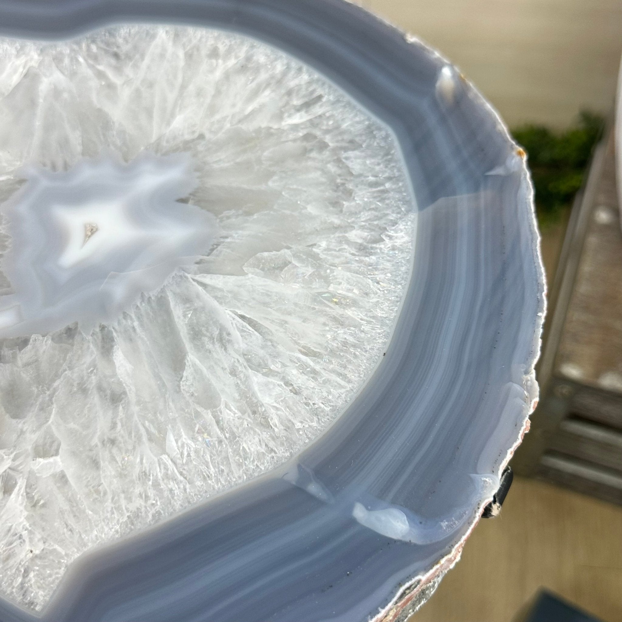 Natural Brazilian Agate Side Table on a black metal base, 21.7" Tall 1305 - 0178 - Brazil GemsBrazil GemsNatural Brazilian Agate Side Table on a black metal base, 21.7" Tall 1305 - 0178Tables: Side1305 - 0178
