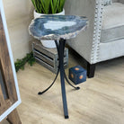 Natural Brazilian Agate Side Table on a black metal base, 21.9" Tall 1305 - 0184 - Brazil GemsBrazil GemsNatural Brazilian Agate Side Table on a black metal base, 21.9" Tall 1305 - 0184Tables: Side1305 - 0184