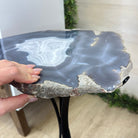 Natural Brazilian Agate Side Table on a black metal base, 21.9" Tall 1305 - 0184 - Brazil GemsBrazil GemsNatural Brazilian Agate Side Table on a black metal base, 21.9" Tall 1305 - 0184Tables: Side1305 - 0184