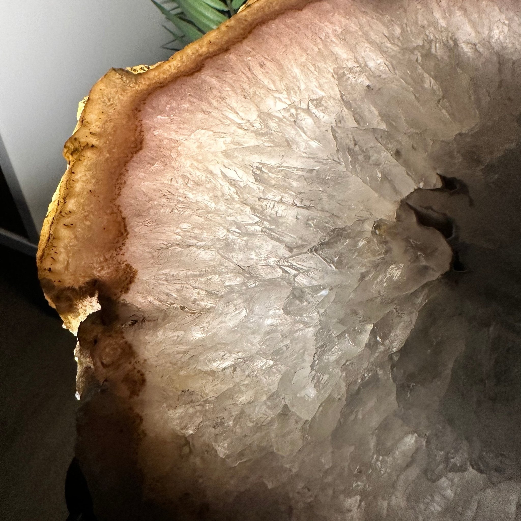 Natural Brazilian Agate Side Table on a black metal base, 22" tall #1305-0161 by Brazil Gems - Brazil GemsBrazil GemsNatural Brazilian Agate Side Table on a black metal base, 22" tall #1305-0161 by Brazil GemsTables: Side1305-0161