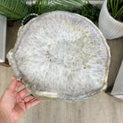 Natural Brazilian Agate Side Table on a black metal base, 22" tall #1305-0161 by Brazil Gems - Brazil GemsBrazil GemsNatural Brazilian Agate Side Table on a black metal base, 22" tall #1305-0161 by Brazil GemsTables: Side1305-0161