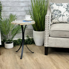 Natural Brazilian Agate Side Table on a black metal base, 22" tall #1305-0161 by Brazil Gems - Brazil GemsBrazil GemsNatural Brazilian Agate Side Table on a black metal base, 22" tall #1305-0161 by Brazil GemsTables: Side1305-0161