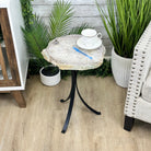 Natural Brazilian Agate Side Table on a black metal base, 22" tall #1305-0161 by Brazil Gems - Brazil GemsBrazil GemsNatural Brazilian Agate Side Table on a black metal base, 22" tall #1305-0161 by Brazil GemsTables: Side1305-0161