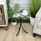 Natural Brazilian Agate Side Table on a black metal base, 22" tall #1305-0162 by Brazil Gems - Brazil GemsBrazil GemsNatural Brazilian Agate Side Table on a black metal base, 22" tall #1305-0162 by Brazil GemsTables: Side1305-0162