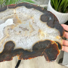 Natural Brazilian Agate Side Table on a black metal base, 22" tall #1305-0162 by Brazil Gems - Brazil GemsBrazil GemsNatural Brazilian Agate Side Table on a black metal base, 22" tall #1305-0162 by Brazil GemsTables: Side1305-0162