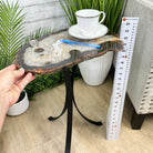 Natural Brazilian Agate Side Table on a black metal base, 22" tall #1305-0162 by Brazil Gems - Brazil GemsBrazil GemsNatural Brazilian Agate Side Table on a black metal base, 22" tall #1305-0162 by Brazil GemsTables: Side1305-0162