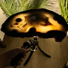 Natural Brazilian Agate Side Table on a black metal base, 22" tall #1305-0162 by Brazil Gems - Brazil GemsBrazil GemsNatural Brazilian Agate Side Table on a black metal base, 22" tall #1305-0162 by Brazil GemsTables: Side1305-0162