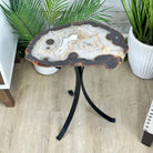 Natural Brazilian Agate Side Table on a black metal base, 22" tall #1305-0162 by Brazil Gems - Brazil GemsBrazil GemsNatural Brazilian Agate Side Table on a black metal base, 22" tall #1305-0162 by Brazil GemsTables: Side1305-0162