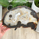 Natural Brazilian Agate Side Table on a black metal base, 22" tall #1305-0162 by Brazil Gems - Brazil GemsBrazil GemsNatural Brazilian Agate Side Table on a black metal base, 22" tall #1305-0162 by Brazil GemsTables: Side1305-0162