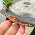 Natural Brazilian Agate Side Table on a black metal base, 22" tall #1305-0162 by Brazil Gems - Brazil GemsBrazil GemsNatural Brazilian Agate Side Table on a black metal base, 22" tall #1305-0162 by Brazil GemsTables: Side1305-0162