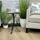 Natural Brazilian Agate Side Table on a black metal base, 22" tall #1305-0162 by Brazil Gems - Brazil GemsBrazil GemsNatural Brazilian Agate Side Table on a black metal base, 22" tall #1305-0162 by Brazil GemsTables: Side1305-0162