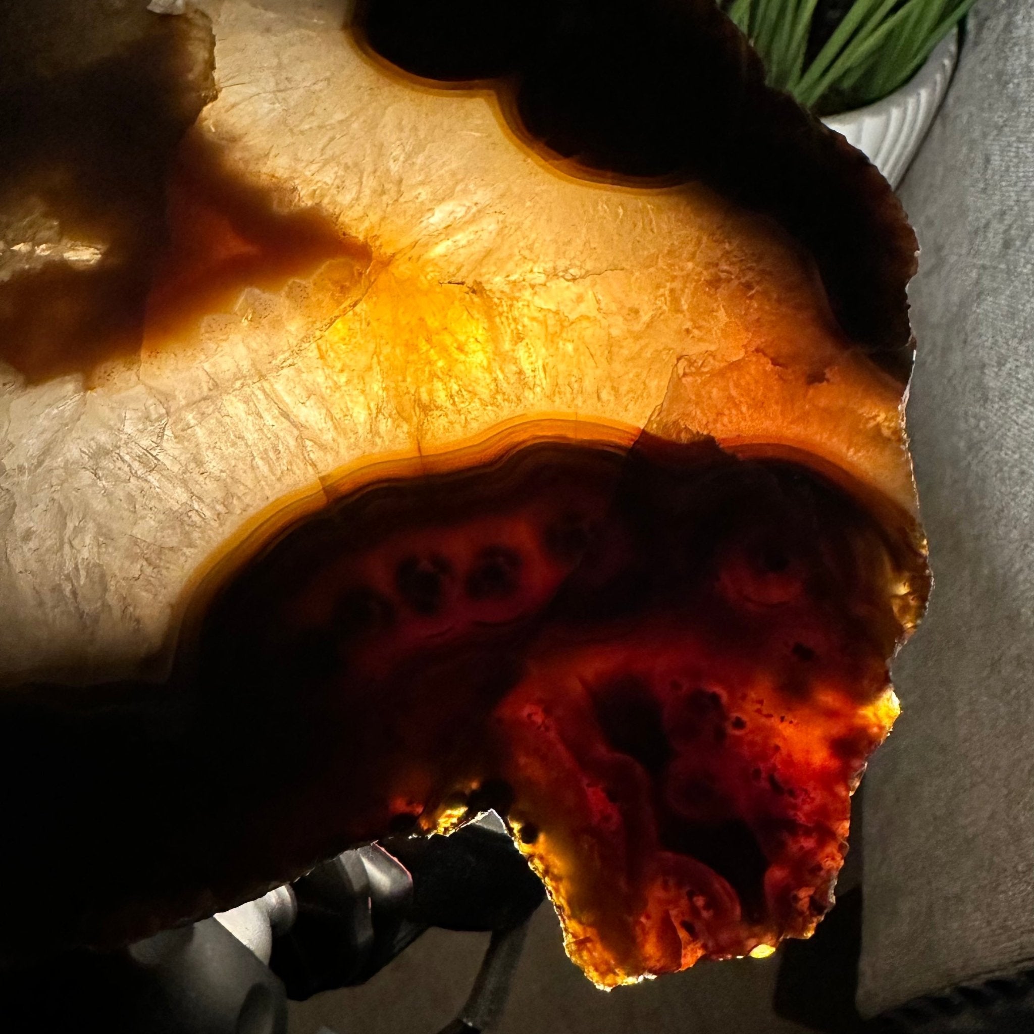 Natural Brazilian Agate Side Table on a black metal base, 22" tall #1305-0162 by Brazil Gems - Brazil GemsBrazil GemsNatural Brazilian Agate Side Table on a black metal base, 22" tall #1305-0162 by Brazil GemsTables: Side1305-0162