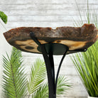 Natural Brazilian Agate Side Table on a black metal base, 22" tall #1305-0162 by Brazil Gems - Brazil GemsBrazil GemsNatural Brazilian Agate Side Table on a black metal base, 22" tall #1305-0162 by Brazil GemsTables: Side1305-0162