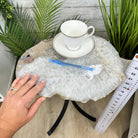 Natural Brazilian Agate Side Table on a black metal base, 22" tall #1305-0163 by Brazil Gems - Brazil GemsBrazil GemsNatural Brazilian Agate Side Table on a black metal base, 22" tall #1305-0163 by Brazil GemsTables: Side1305-0163