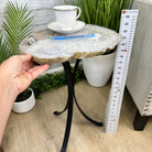 Natural Brazilian Agate Side Table on a black metal base, 22" tall #1305-0163 by Brazil Gems - Brazil GemsBrazil GemsNatural Brazilian Agate Side Table on a black metal base, 22" tall #1305-0163 by Brazil GemsTables: Side1305-0163