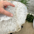 Natural Brazilian Agate Side Table on a black metal base, 22" tall #1305-0163 by Brazil Gems - Brazil GemsBrazil GemsNatural Brazilian Agate Side Table on a black metal base, 22" tall #1305-0163 by Brazil GemsTables: Side1305-0163