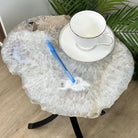 Natural Brazilian Agate Side Table on a black metal base, 22" tall #1305-0163 by Brazil Gems - Brazil GemsBrazil GemsNatural Brazilian Agate Side Table on a black metal base, 22" tall #1305-0163 by Brazil GemsTables: Side1305-0163