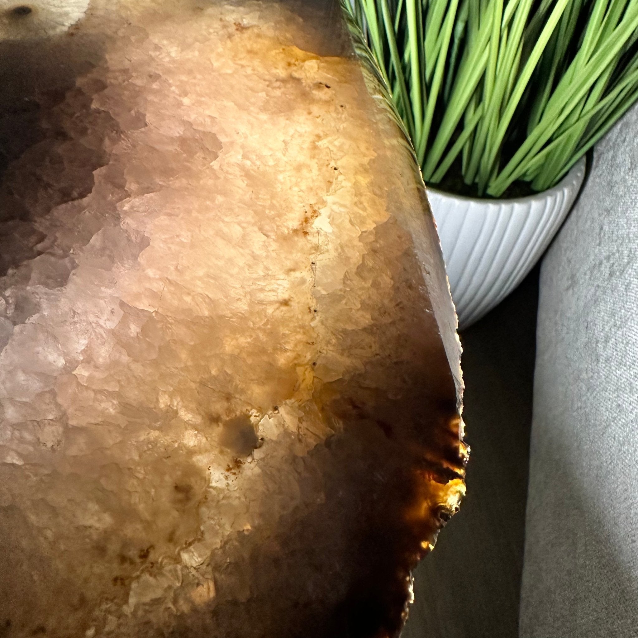 Natural Brazilian Agate Side Table on a black metal base, 22" tall #1305-0164 by Brazil Gems - Brazil GemsBrazil GemsNatural Brazilian Agate Side Table on a black metal base, 22" tall #1305-0164 by Brazil GemsTables: Side1305-0164