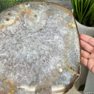 Natural Brazilian Agate Side Table on a black metal base, 22" tall #1305-0164 by Brazil Gems - Brazil GemsBrazil GemsNatural Brazilian Agate Side Table on a black metal base, 22" tall #1305-0164 by Brazil GemsTables: Side1305-0164