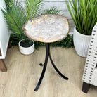 Natural Brazilian Agate Side Table on a black metal base, 22" tall #1305-0164 by Brazil Gems - Brazil GemsBrazil GemsNatural Brazilian Agate Side Table on a black metal base, 22" tall #1305-0164 by Brazil GemsTables: Side1305-0164