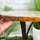 Natural Brazilian Agate Side Table on a black metal base, 22" tall #1305-0164 by Brazil Gems - Brazil GemsBrazil GemsNatural Brazilian Agate Side Table on a black metal base, 22" tall #1305-0164 by Brazil GemsTables: Side1305-0164