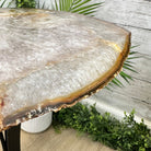 Natural Brazilian Agate Side Table on a black metal base, 22" tall #1305-0164 by Brazil Gems - Brazil GemsBrazil GemsNatural Brazilian Agate Side Table on a black metal base, 22" tall #1305-0164 by Brazil GemsTables: Side1305-0164