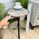 Natural Brazilian Agate Side Table on a black metal base, 22" tall #1305-0164 by Brazil Gems - Brazil GemsBrazil GemsNatural Brazilian Agate Side Table on a black metal base, 22" tall #1305-0164 by Brazil GemsTables: Side1305-0164