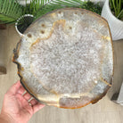 Natural Brazilian Agate Side Table on a black metal base, 22" tall #1305-0164 by Brazil Gems - Brazil GemsBrazil GemsNatural Brazilian Agate Side Table on a black metal base, 22" tall #1305-0164 by Brazil GemsTables: Side1305-0164