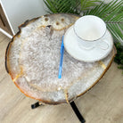 Natural Brazilian Agate Side Table on a black metal base, 22" tall #1305-0164 by Brazil Gems - Brazil GemsBrazil GemsNatural Brazilian Agate Side Table on a black metal base, 22" tall #1305-0164 by Brazil GemsTables: Side1305-0164