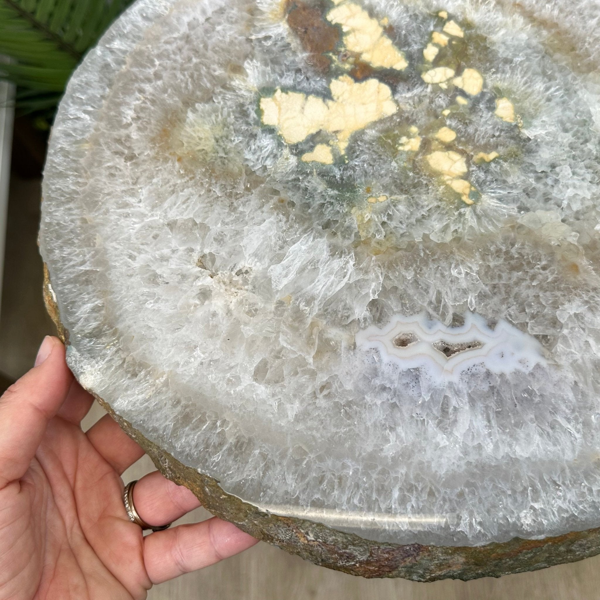 Natural Brazilian Agate Side Table on a black metal base, 22" tall #1305-0171 by Brazil Gems - Brazil GemsBrazil GemsNatural Brazilian Agate Side Table on a black metal base, 22" tall #1305-0171 by Brazil GemsTables: Side1305-0171