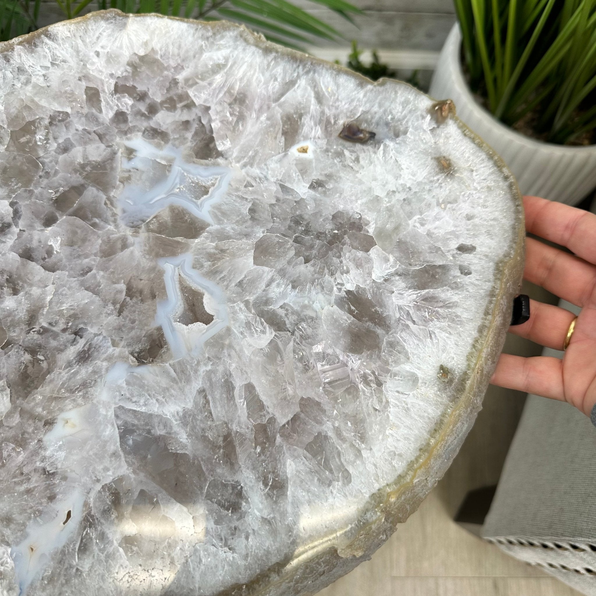 Natural Brazilian Agate Side Table on a black metal base, 22" tall #1305-0172 by Brazil Gems - Brazil GemsBrazil GemsNatural Brazilian Agate Side Table on a black metal base, 22" tall #1305-0172 by Brazil GemsTables: Side1305-0172