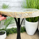 Natural Brazilian Agate Side Table on a black metal base, 22" tall #1305-0172 by Brazil Gems - Brazil GemsBrazil GemsNatural Brazilian Agate Side Table on a black metal base, 22" tall #1305-0172 by Brazil GemsTables: Side1305-0172