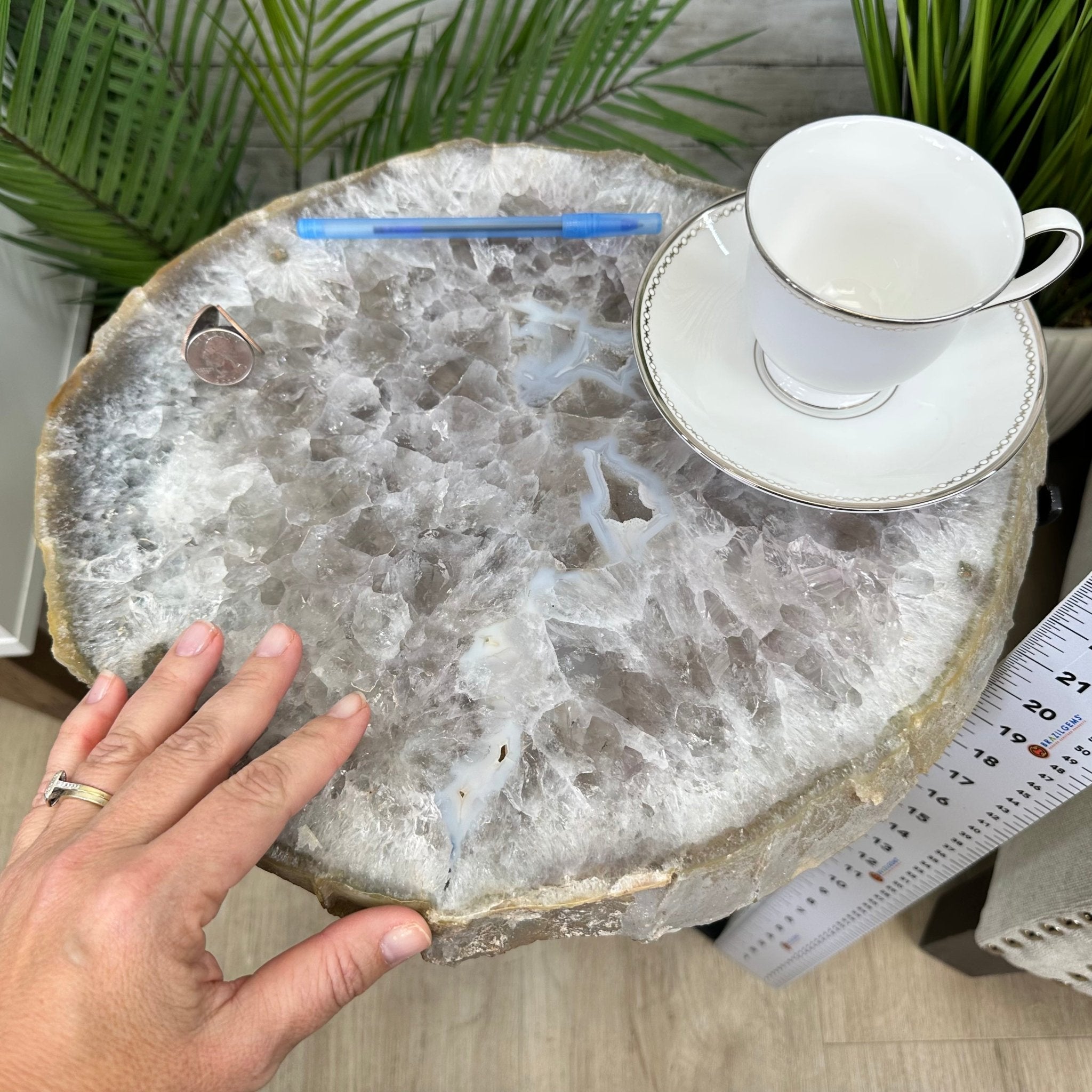 Natural Brazilian Agate Side Table on a black metal base, 22" tall #1305-0172 by Brazil Gems - Brazil GemsBrazil GemsNatural Brazilian Agate Side Table on a black metal base, 22" tall #1305-0172 by Brazil GemsTables: Side1305-0172