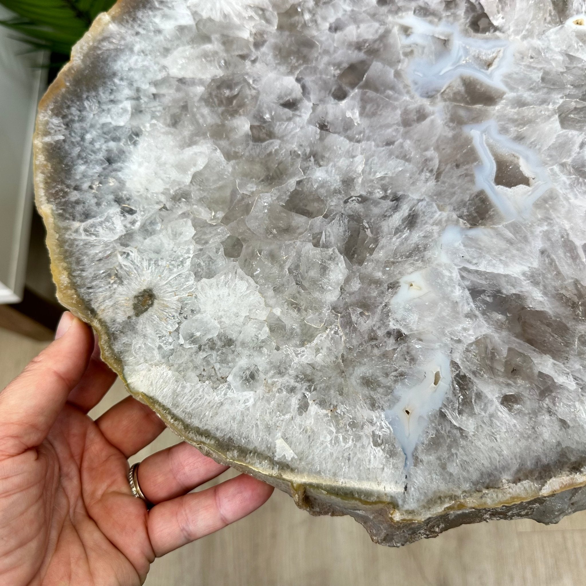Natural Brazilian Agate Side Table on a black metal base, 22" tall #1305-0172 by Brazil Gems - Brazil GemsBrazil GemsNatural Brazilian Agate Side Table on a black metal base, 22" tall #1305-0172 by Brazil GemsTables: Side1305-0172