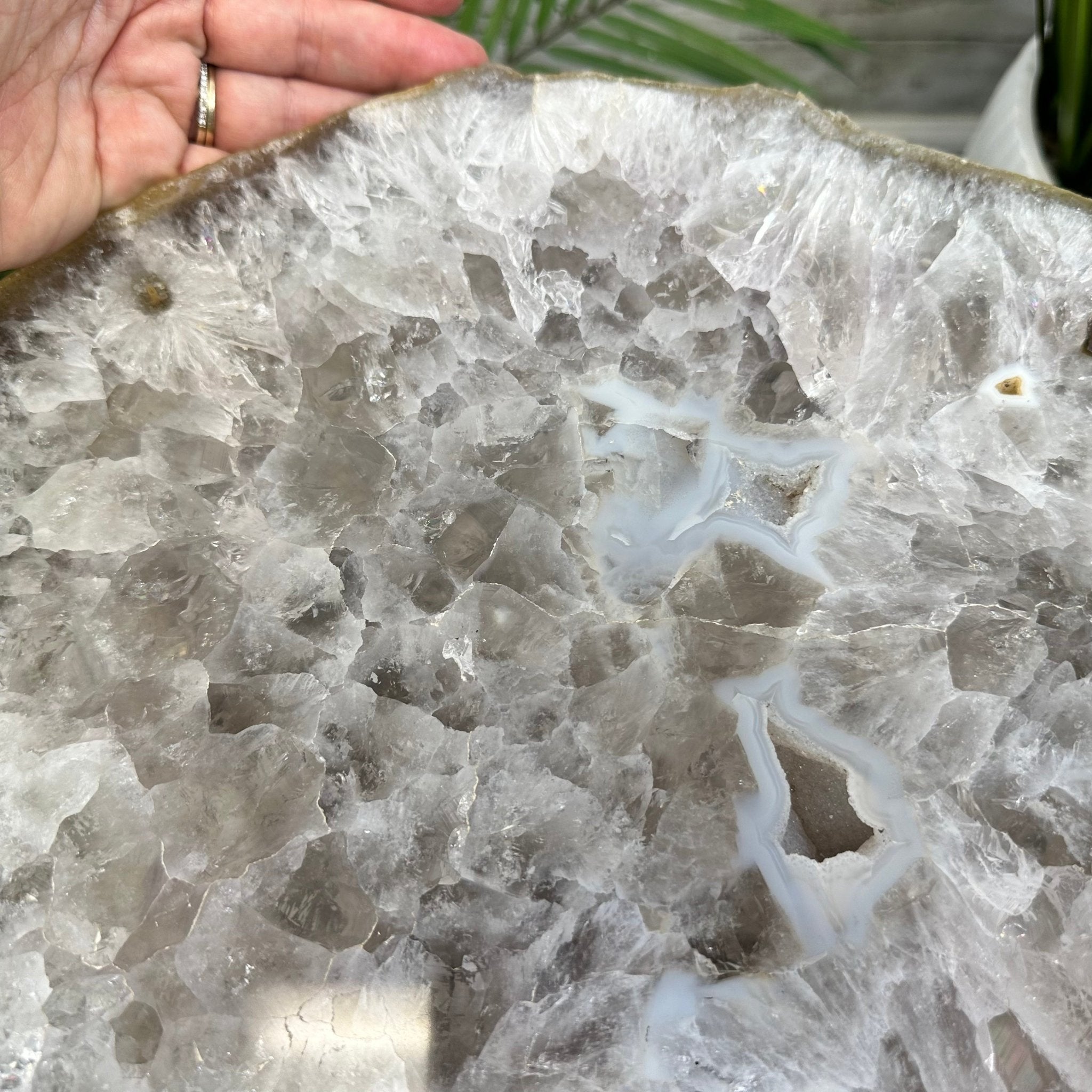 Natural Brazilian Agate Side Table on a black metal base, 22" tall #1305-0172 by Brazil Gems - Brazil GemsBrazil GemsNatural Brazilian Agate Side Table on a black metal base, 22" tall #1305-0172 by Brazil GemsTables: Side1305-0172