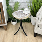 Natural Brazilian Agate Side Table on a black metal base, 22" tall #1305-0172 by Brazil Gems - Brazil GemsBrazil GemsNatural Brazilian Agate Side Table on a black metal base, 22" tall #1305-0172 by Brazil GemsTables: Side1305-0172