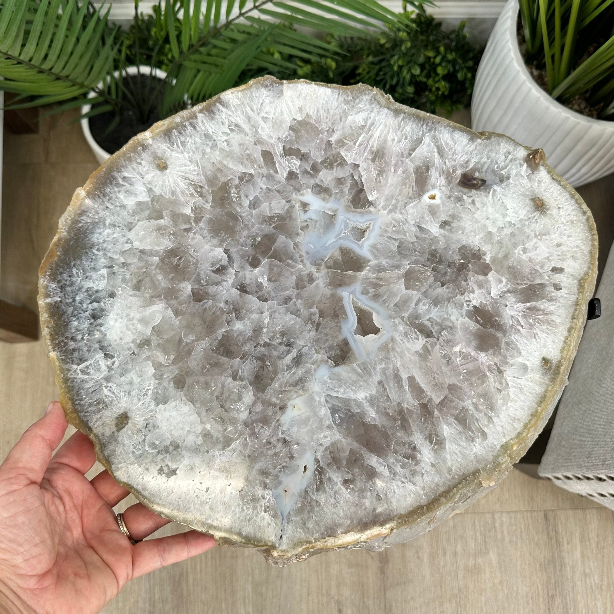 Natural Brazilian Agate Side Table on a black metal base, 22" tall #1305-0172 by Brazil Gems - Brazil GemsBrazil GemsNatural Brazilian Agate Side Table on a black metal base, 22" tall #1305-0172 by Brazil GemsTables: Side1305-0172