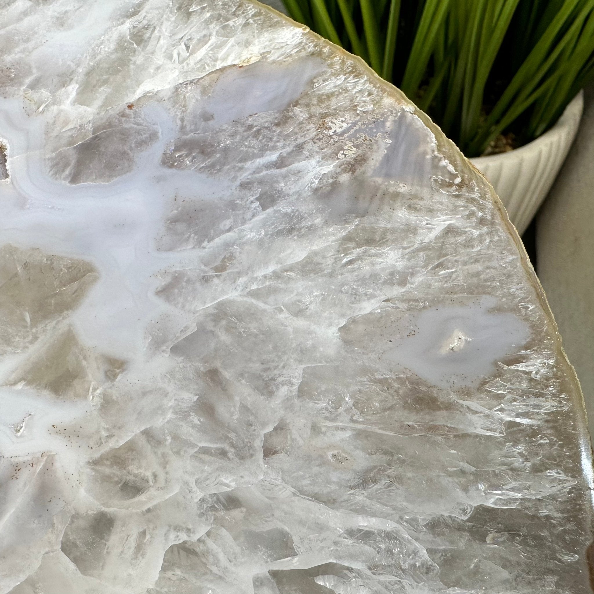 Natural Brazilian Agate Side Table on a black metal base, 22" tall #1306-0044 by Brazil Gems - Brazil GemsBrazil GemsNatural Brazilian Agate Side Table on a black metal base, 22" tall #1306-0044 by Brazil GemsTables: Side1306-0044
