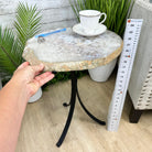 Natural Brazilian Agate Side Table on a black metal base, 22" tall #1306-0044 by Brazil Gems - Brazil GemsBrazil GemsNatural Brazilian Agate Side Table on a black metal base, 22" tall #1306-0044 by Brazil GemsTables: Side1306-0044