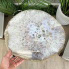 Natural Brazilian Agate Side Table on a black metal base, 22" tall #1306-0044 by Brazil Gems - Brazil GemsBrazil GemsNatural Brazilian Agate Side Table on a black metal base, 22" tall #1306-0044 by Brazil GemsTables: Side1306-0044