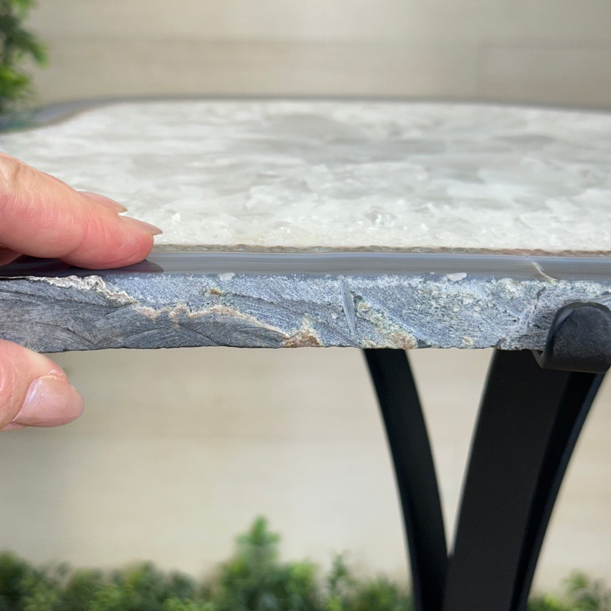 Natural Brazilian Agate Side Table on a black metal base, 22" Tall 1306 - 0045 - Brazil GemsBrazil GemsNatural Brazilian Agate Side Table on a black metal base, 22" Tall 1306 - 0045Tables: Side1306 - 0045